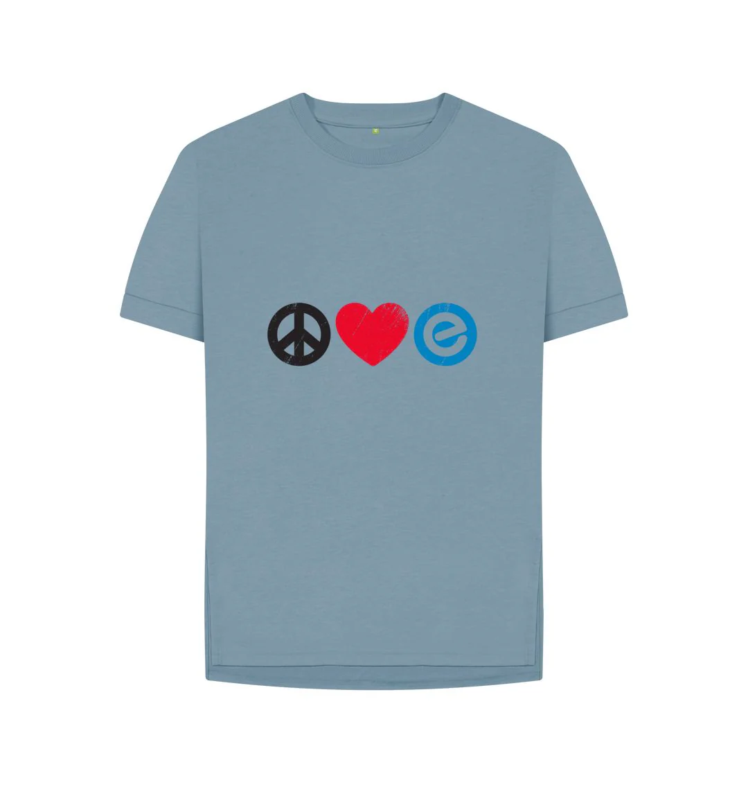 Women's 100% Organic Cotton Relaxed Fit - Peace, Love, Echelon - Tee - Image 4
